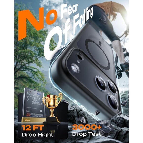 Black Iphone 17 Pro Max Full Camera Protection Translucent Matte Phone Case - Picture 6 of 8